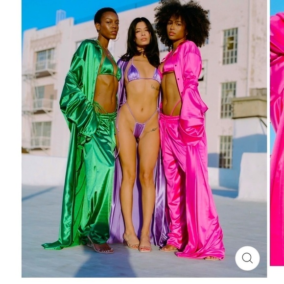 𝅺laina Rauma Set Small Hot Pink satin Club Bed Top Drawstring pants - Picture 12 of 12